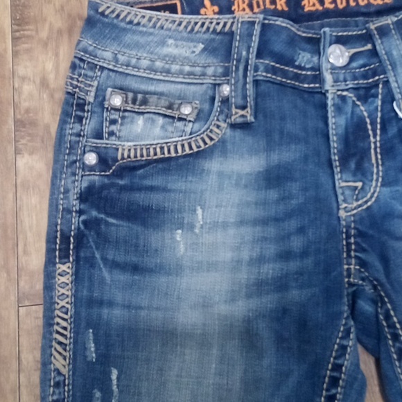 Rock Revival Women's 26 Bootcut Alanis Embellished Embroidered Distressed NWT - Picture 3 of 12